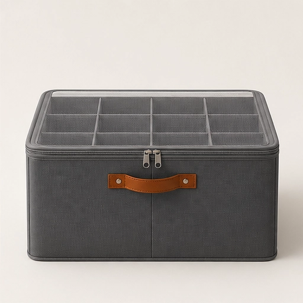 Alcove – Foldable 16-Compartment Fabric Shoe Storage Box with Clear Zip Lid + 50% OFF