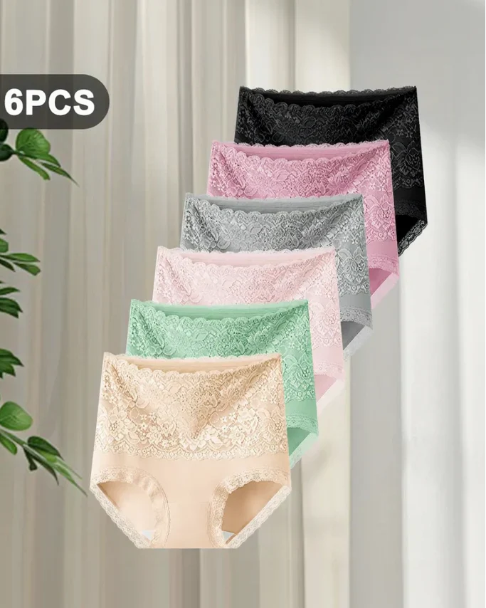 Pétalle™ – High-Waist Lace Cotton Briefs (3-Pack) + 50% OFF