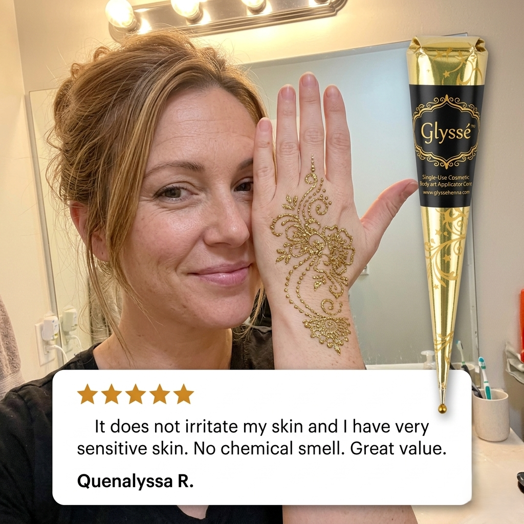 Glyssé™ – Multi-Color Glitter Henna Cones | Skin-Safe, Long-Lasting Body Art (3 Set) + 50% OFF