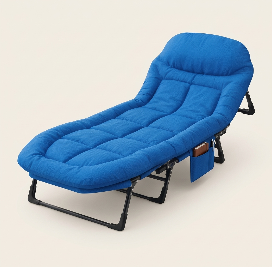 Packloft™ – 6-Position Adjustable Folding Camping Cot with Padded Mattress & Built-In Headrest +50% OFF