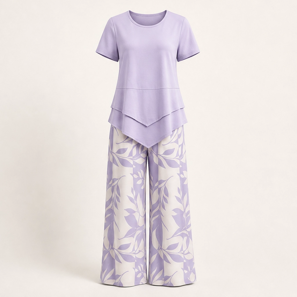 Lullara™ – Layered Tunic Top & Wide-Leg Trouser Set + 50% OFF