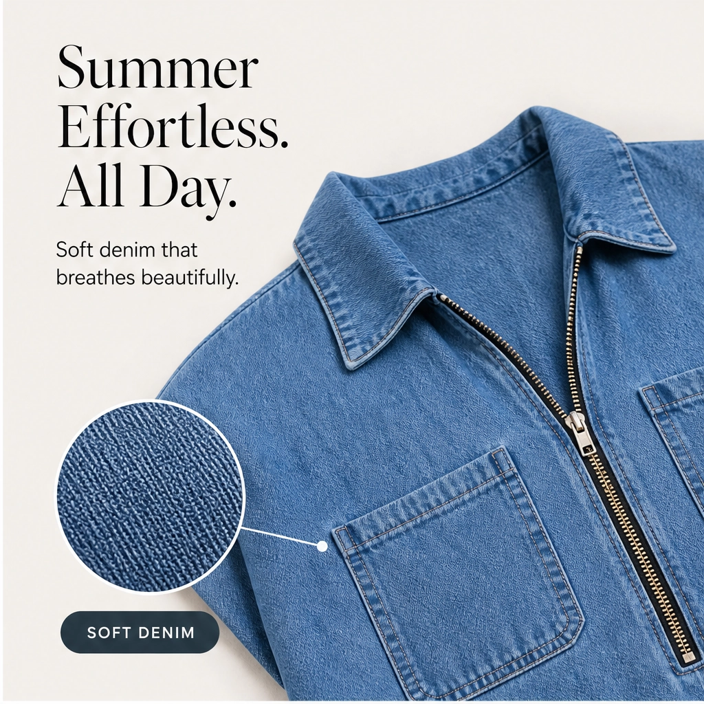 Willowdrift™ – Convertible Zip Denim Midi Dress with Real Pockets + 50% OFF