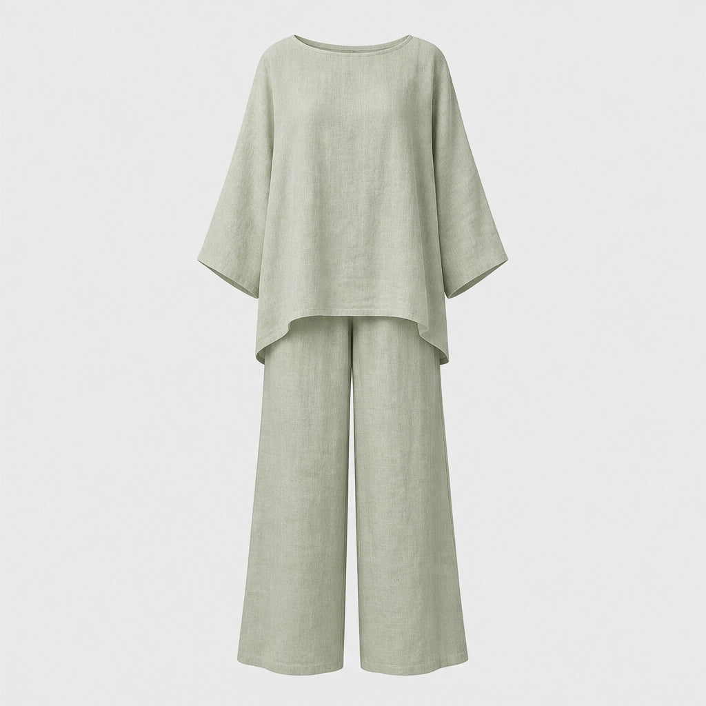 Ashmoore™ – Loose-Fit Long Sleeve Top & Wide-Leg Trousers Two-Piece Set + 50% OFF
