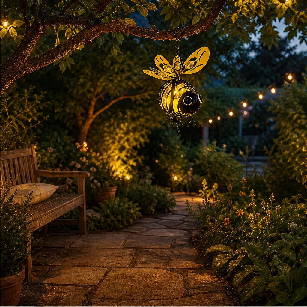 Amberhive – Solar Bee Light with Heart-Shaped Wings Garden Ornament + 50% OFF