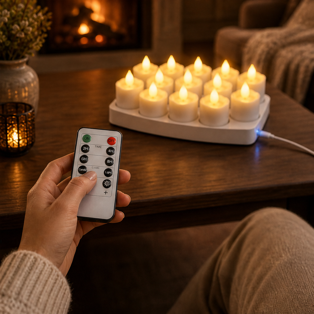 Emberholm – Remote Control, Timer & Recharge Base Flameless LED Candles + 50% OFF lifestyle