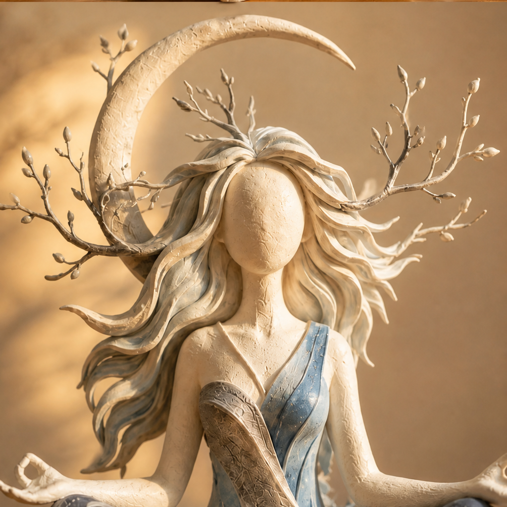 Hushgrove – Hand-Painted Moon & Branch Meditation Figurine + 50% OFF lifestyle