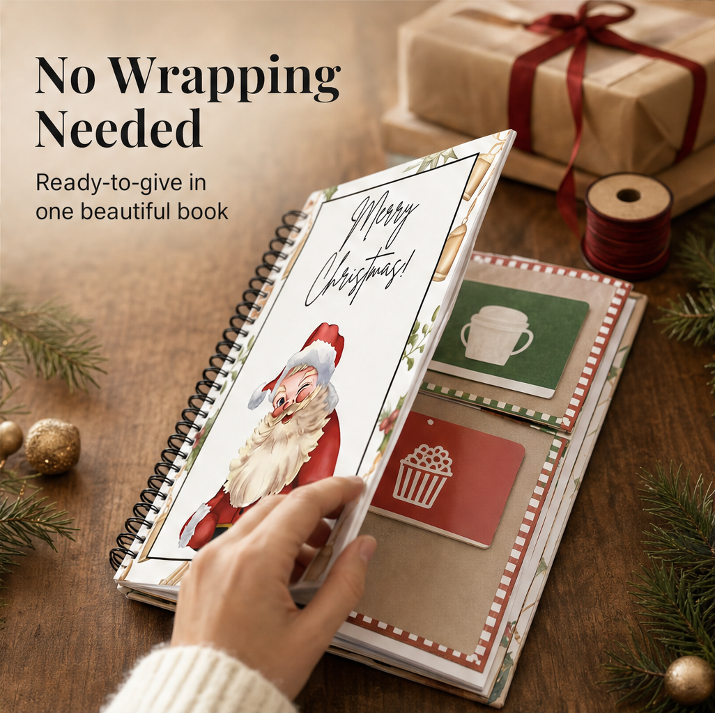 Kindleaf Merribook – 50-Page Santa Christmas Gift Card Book + 50% OFF features