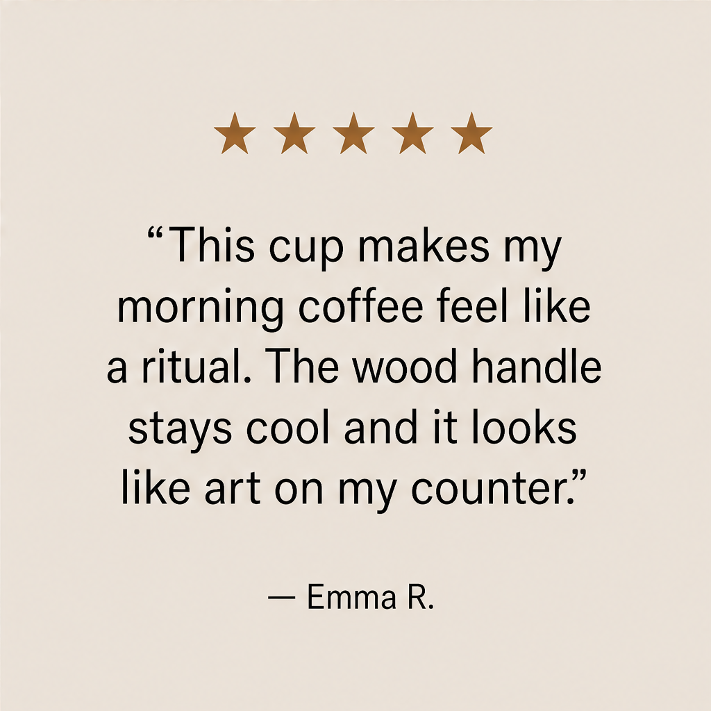 Kernwick – Handmade Matte Ceramic Cup with Wood Handle & Base + 50% OFF detail