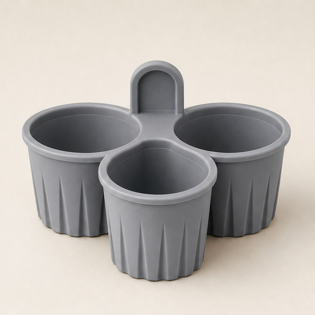 Crestmold – Non-Stick 3-Cup Silicone Air Fryer Baking Tray + 50% OFF Grey
