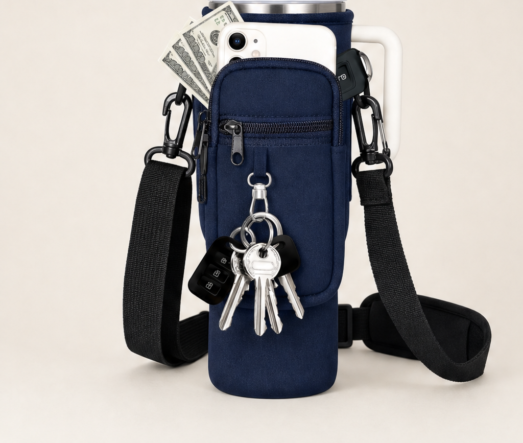 Trekvault – Hands-Free Crossbody Carrier for 40oz Tumbler + 50% OFF Navy