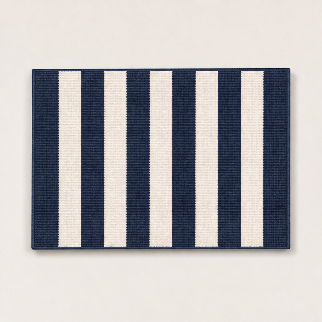 Threshbold – Non-Slip, Stain-Resistant Striped Door Mat + 50% OFF Navy