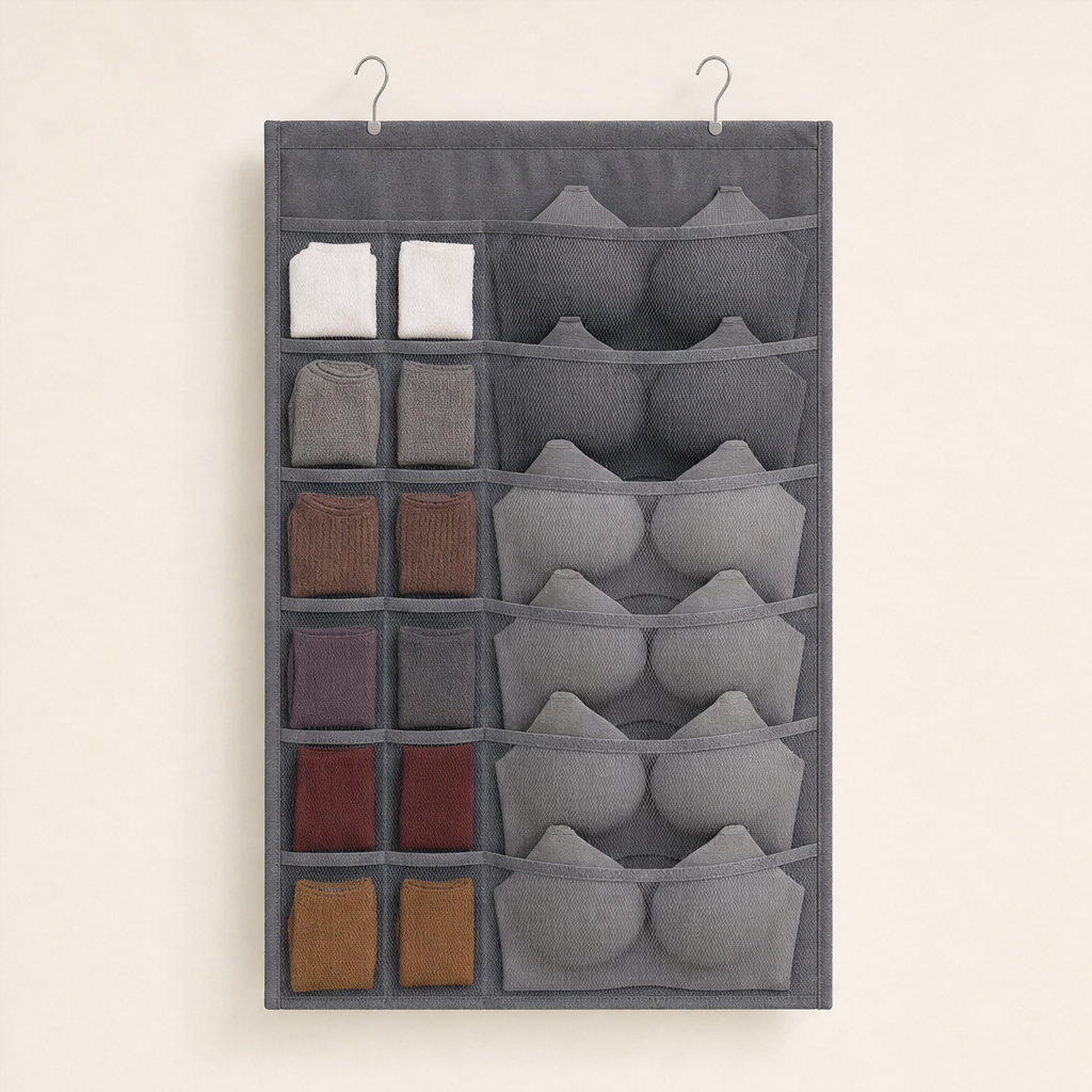 TidyHang – Double-Sided Mesh Hanging Underwear Organizer Charcoal