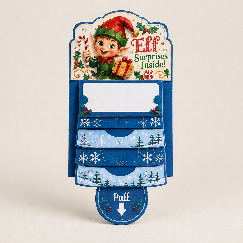 Pullyn Holly – Interactive Sliding 3D Christmas Greeting Card + 1+1 FREE Navy