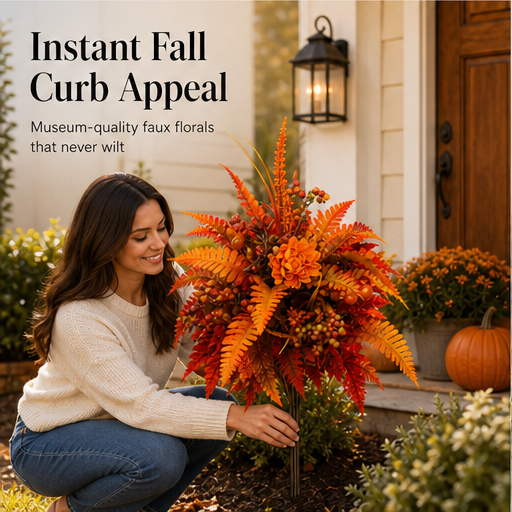 Layeum – Layered Fern & Berry Autumn Garden Stake Arrangement features
