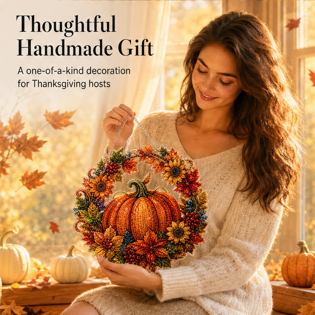 Harvestwick – Sparkling Faceted Gem Fall Pumpkin Wreath Kit + 50% OFF features