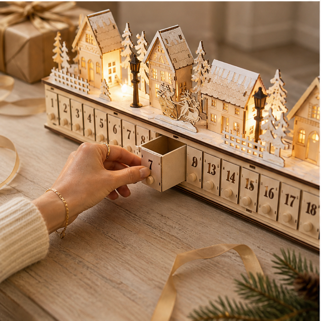 Wickfield – Lit Winter Village 24-Drawer Wooden Advent Calendar + 50% OFF lifestyle