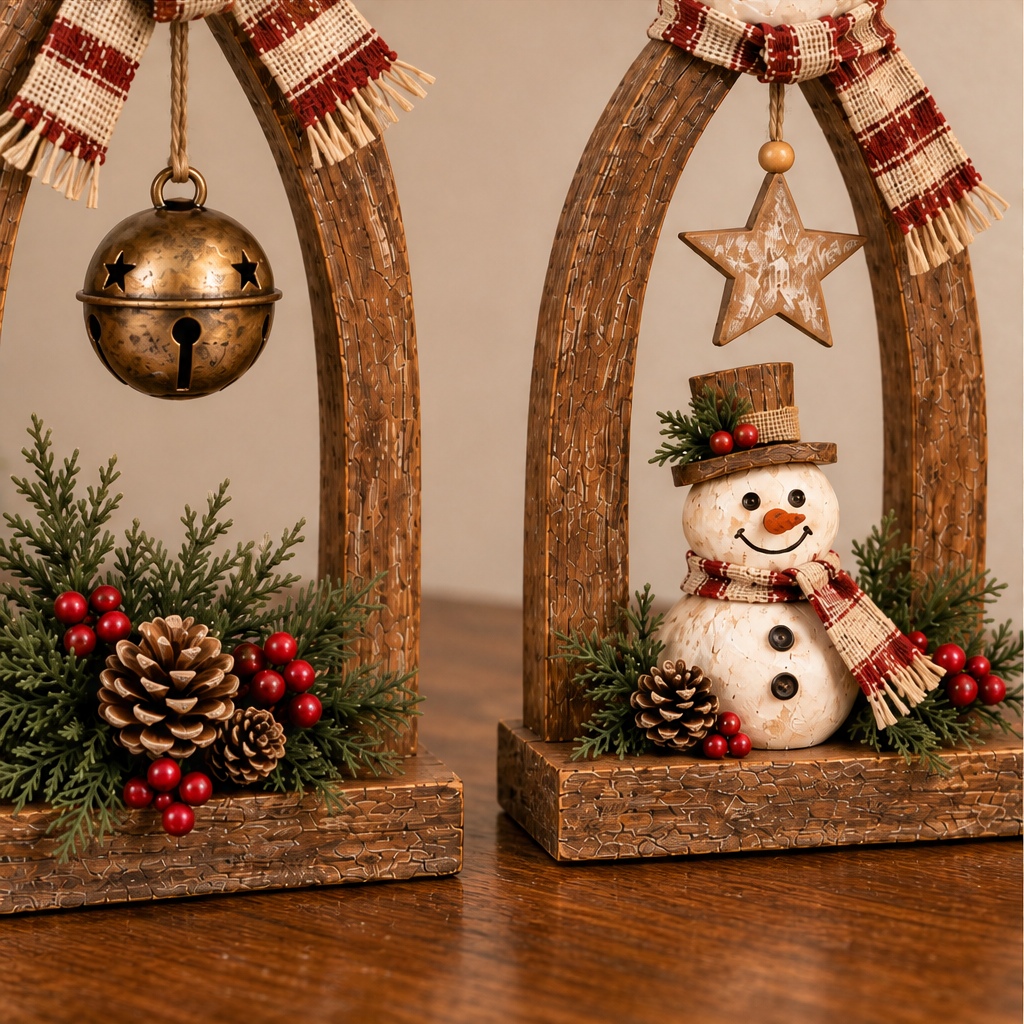 Hearthbury – Rustic Farmhouse Two-Piece Tabletop Snowman Decor Set + 50% OFF lifestyle