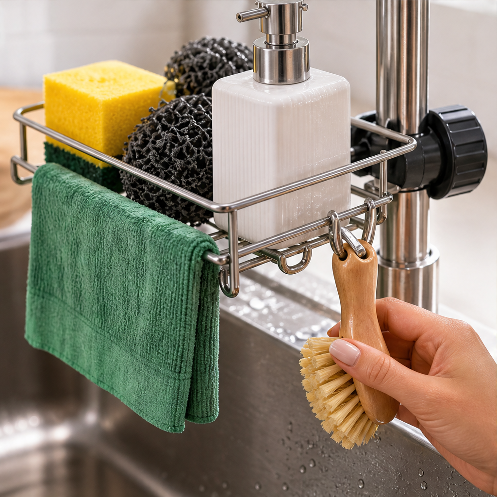 Draincroft – Clamp-On Faucet Mount Stainless Sink Organiser + 50% OFF lifestyle