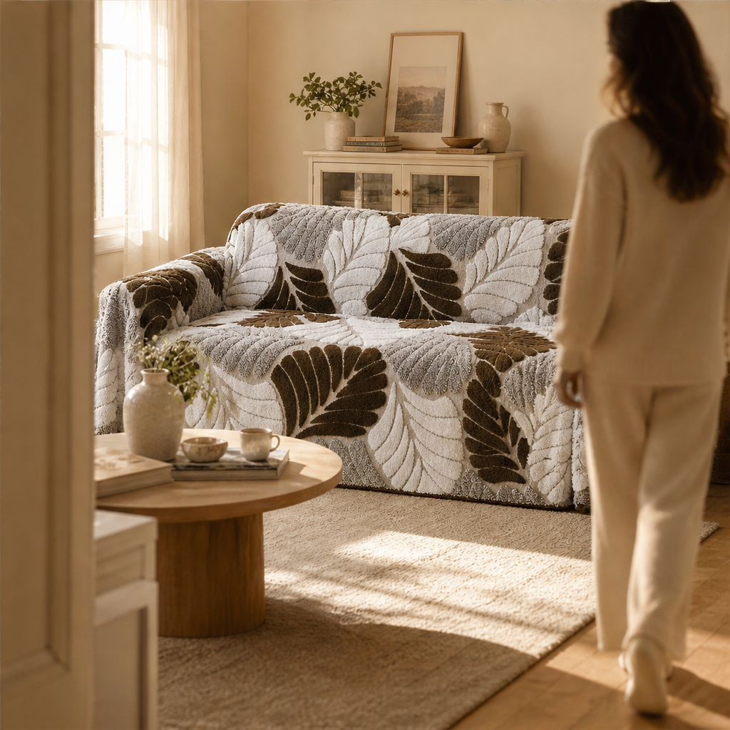 Leafton – Thick Sherpa Jacquard Non-Slip Sofa Cover + 50% OFF lifestyle