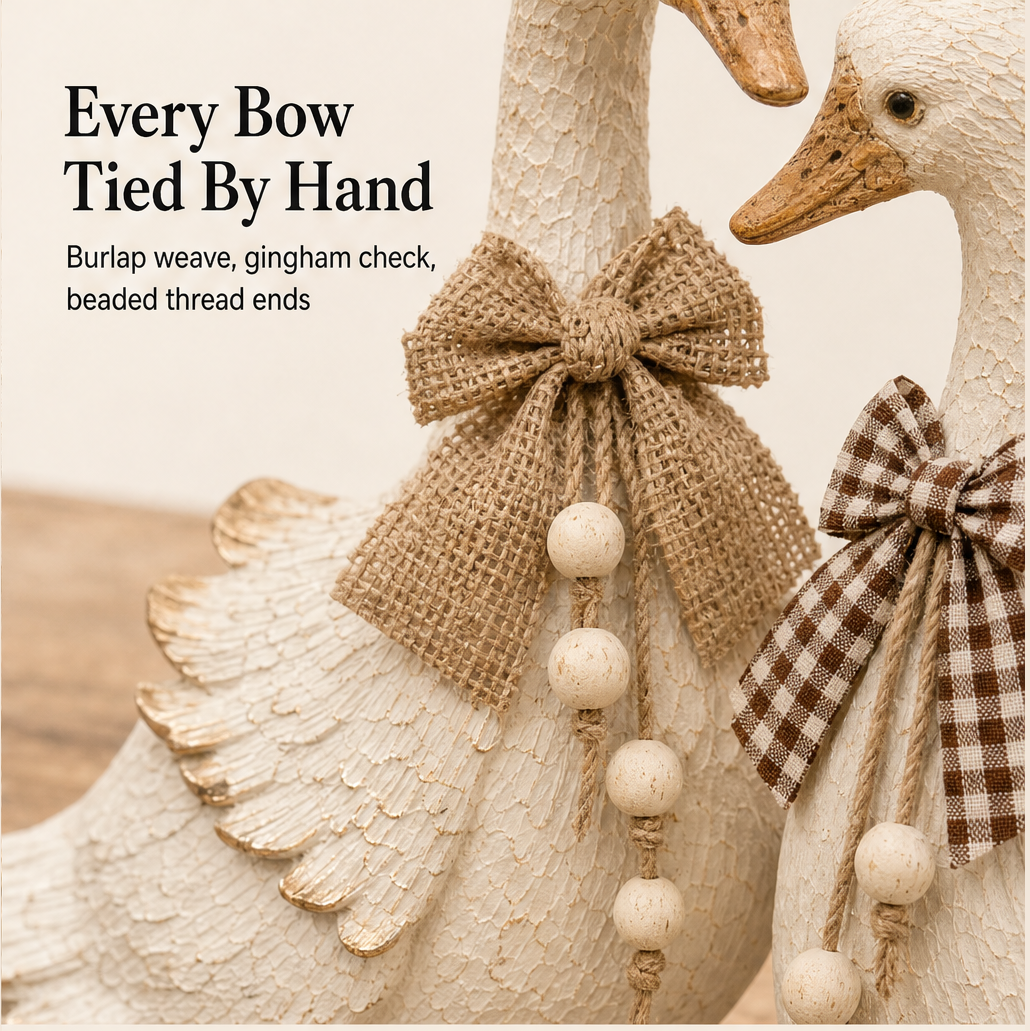 Millcroft Farmhouse – Hand-Carved Feather Detail Goose Figurine Pair + 50% OFF detail
