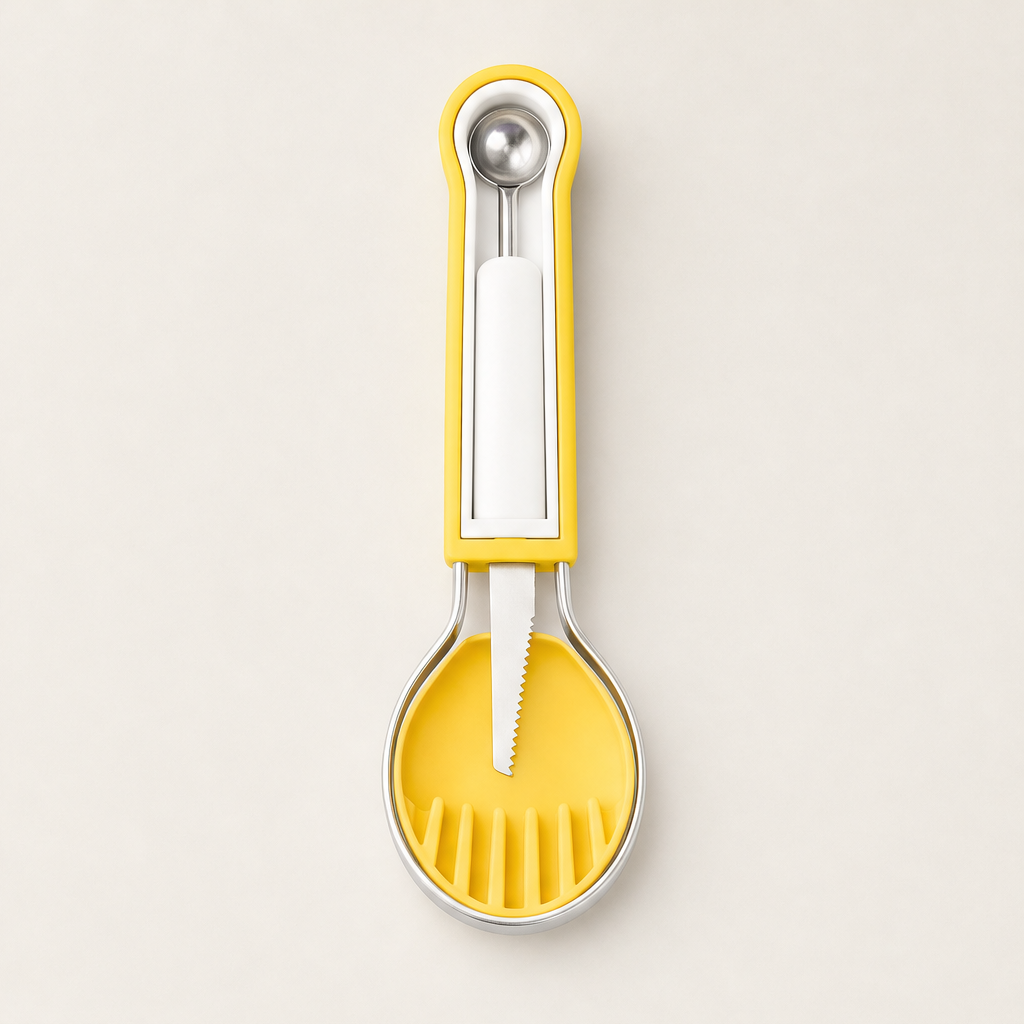 Bellamel – 3-in-1 Melon Baller, Carver & Slicer Fruit Scoop Set + 50% OFF Yellow