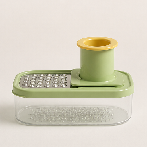 Slicewell – 3-in-1 Stainless Steel Mandoline Slicer with Catch Container Green