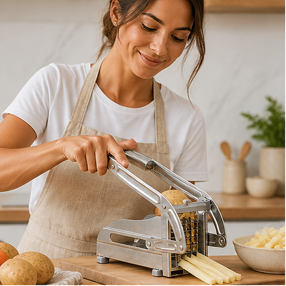 Frywell – Stainless Steel French Fry & Veggie Cutter with Suction-Lock Base + 50% OFF
