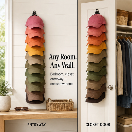 Crownstow – Space-Saving Wall Hat Rack for Up to 20 Caps, 2-Pack + 50% OFF