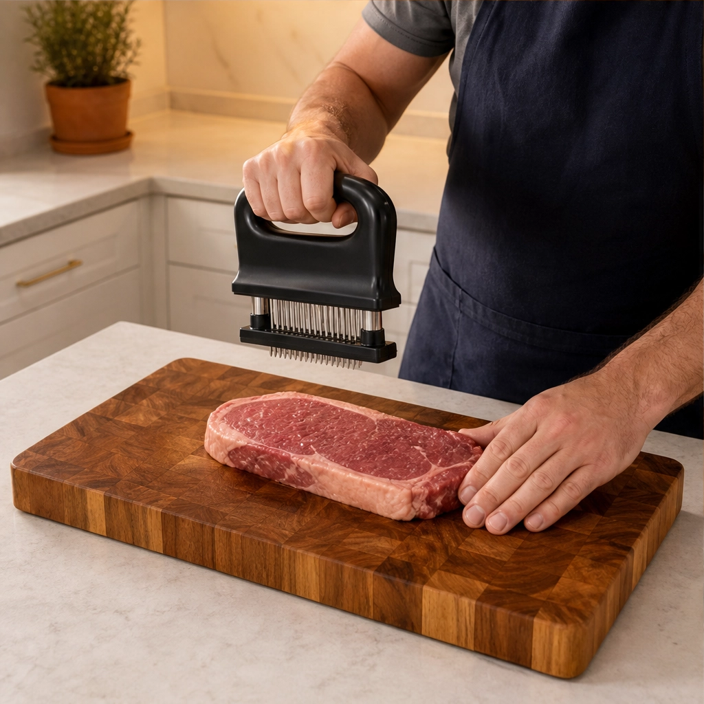 Searcraft™ – 48-Blade Spring-Loaded Meat Tenderizer with Safety Cover + 50% OFF
