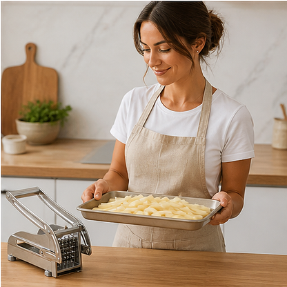 Frywell – Stainless Steel French Fry & Veggie Cutter with Suction-Lock Base + 50% OFF