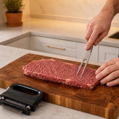 Searcraft™ – 48-Blade Spring-Loaded Meat Tenderizer with Safety Cover + 50% OFF