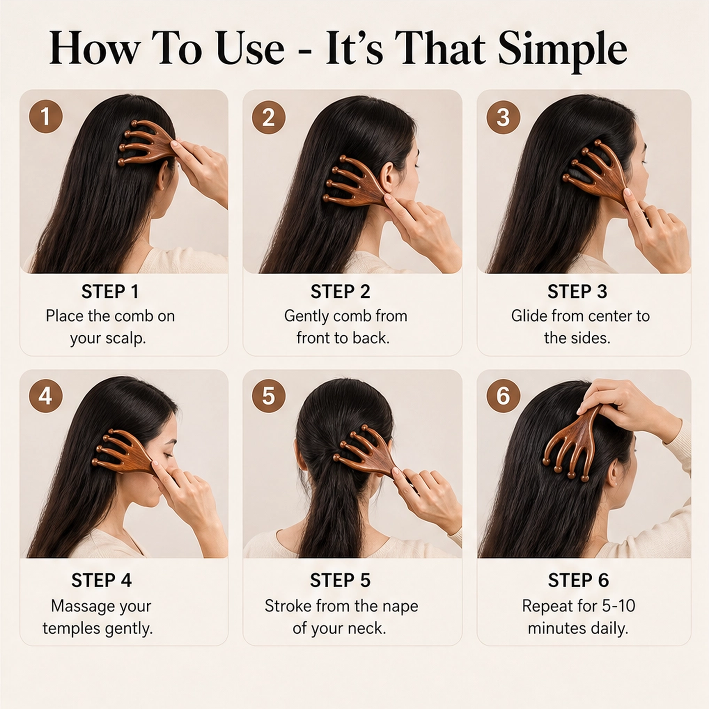 Calmara – Six-Claw Ergonomic Scalp & Body Massage Comb + 50% OFF