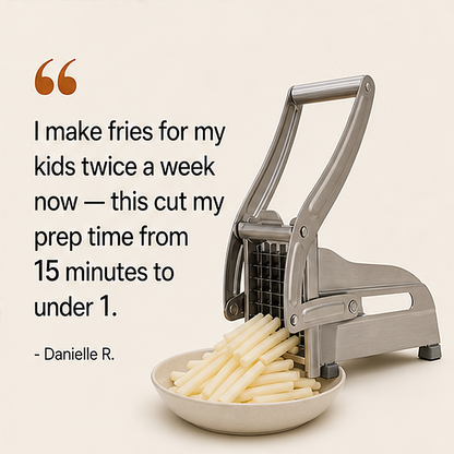 Frywell – Stainless Steel French Fry & Veggie Cutter with Suction-Lock Base + 50% OFF