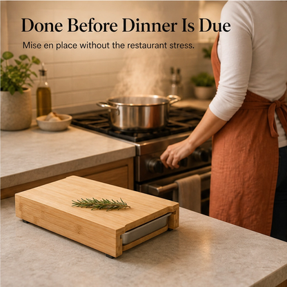 Larderboard™ – Bamboo Prep Board with Built-In Stainless Steel Trays + 50% OFF