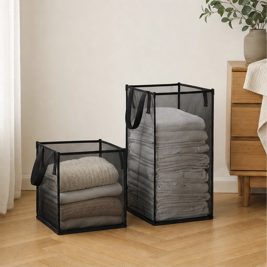 FoldHaven™ – See-Through Mesh Foldable Storage Basket with Carry Handles +50% OFF