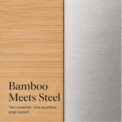Larderboard™ – Bamboo Prep Board with Built-In Stainless Steel Trays + 50% OFF