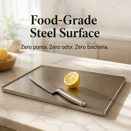 Temper – Non-Porous Stainless Steel Prep Board with Anti-Slip Lipped Edge + 50% OFF