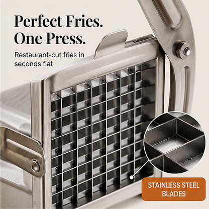 Frywell – Stainless Steel French Fry & Veggie Cutter with Suction-Lock Base + 50% OFF