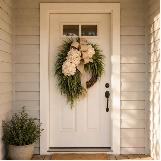 Willowmere – Handcrafted Rattan Hydrangea All-Season Wreath + 50% OFF