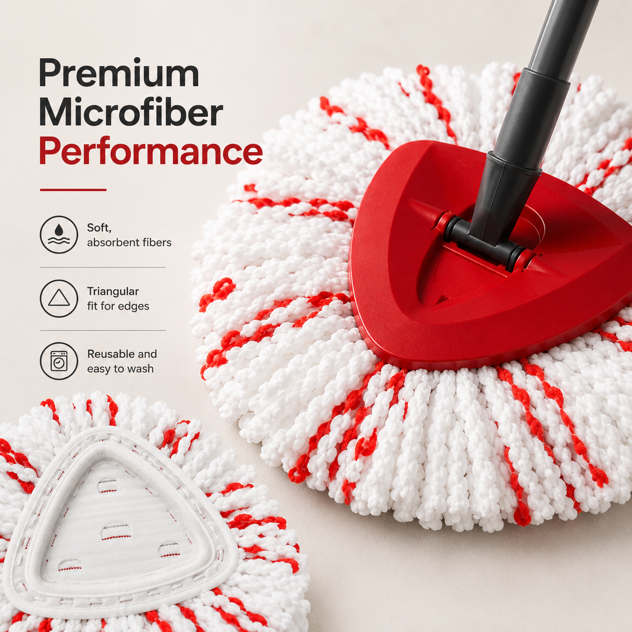 Scrubwell – Microfiber Spin Mop Replacement Heads with Scrub Pad, 3-Pack + 50% OFF