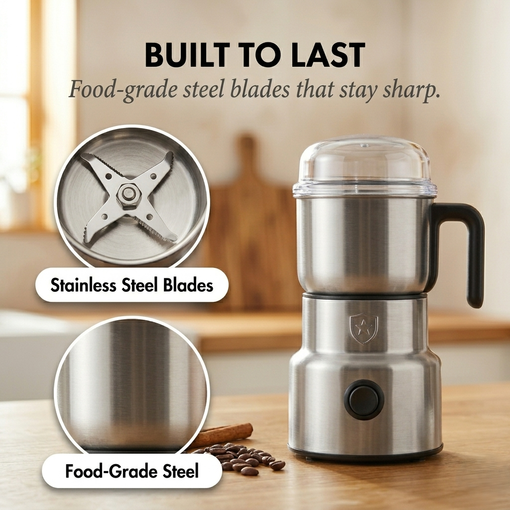 Millwick™ – 6-Blade Stainless Steel Electric Grinder for Coffee & Spices + 50% OFF
