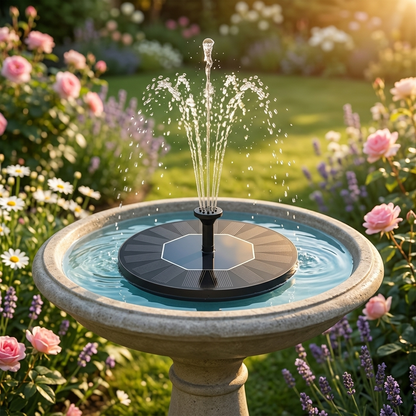Fernhaven™ – Solar Bird Bath Fountain Pump with 4 Interchangeable Nozzles +50% OFF