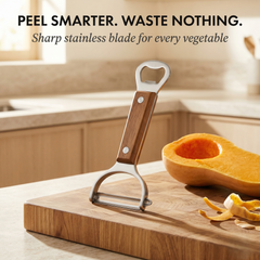 Temper™ – Stainless Steel Vegetable & Fruit Peeler with Ergonomic Wood Handle +50% OFF