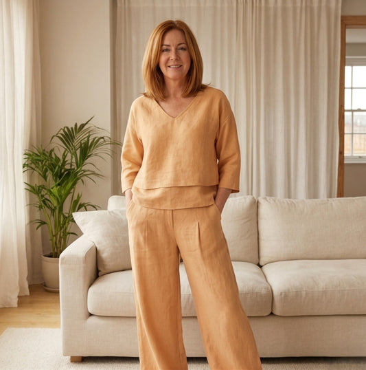 Hemvale™ – Asymmetric Linen Blend Top & Wide-Leg Pants 2-Piece Set +50% OFF