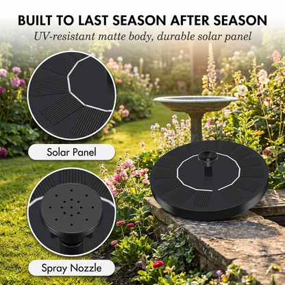 Fernhaven™ – Solar Bird Bath Fountain Pump with 4 Interchangeable Nozzles +50% OFF