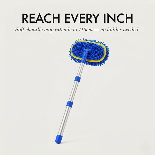 Gleamford™ – Telescopic Long Handle Car Wash Mop with Soft Chenille Head + 50%b OFF