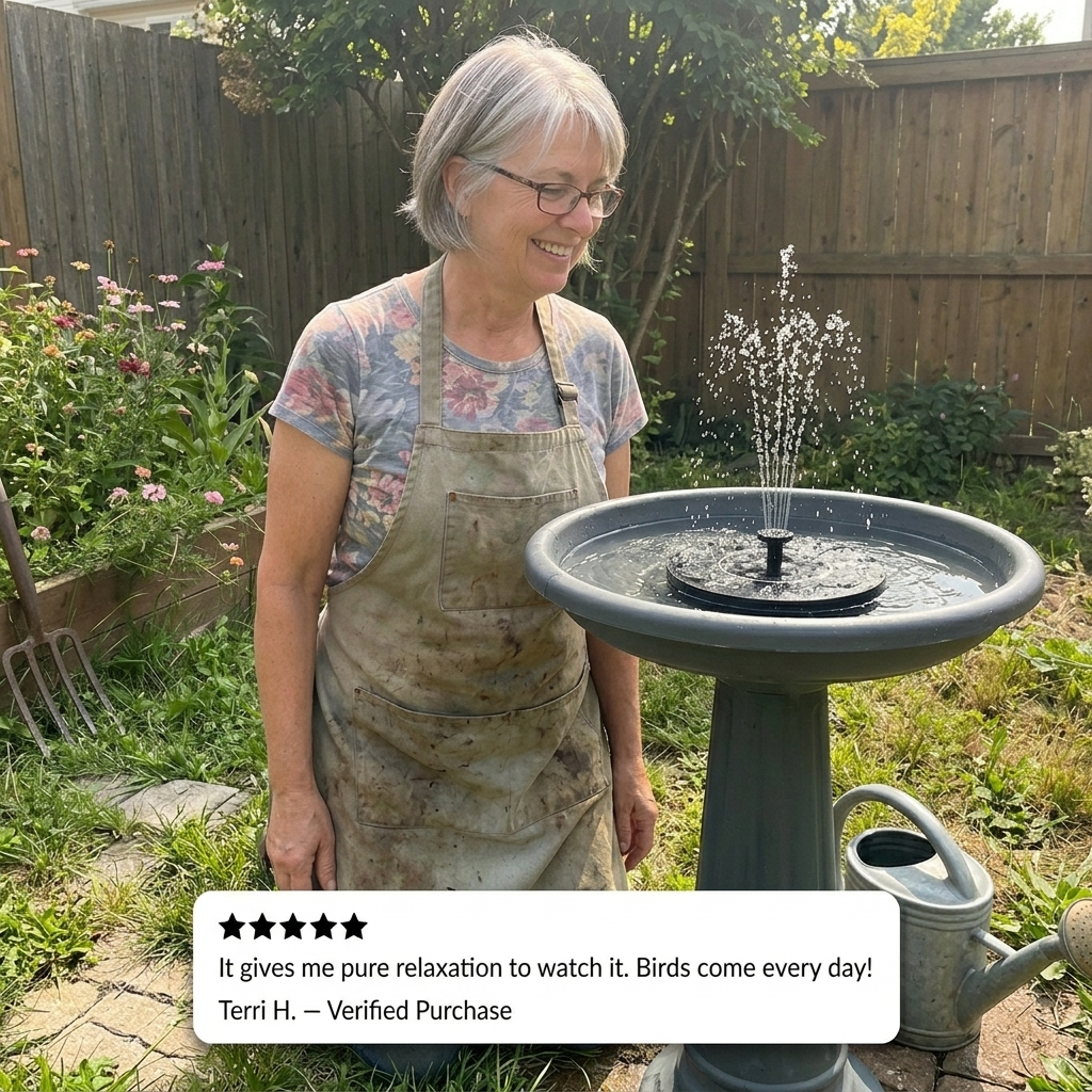 Fernhaven™ – Solar Bird Bath Fountain Pump with 4 Interchangeable Nozzles +50% OFF