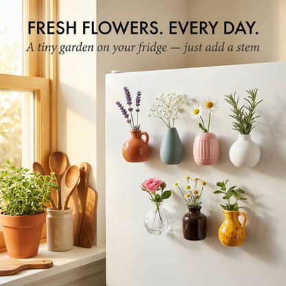 Petalia™ – Mini Ceramic Magnetic Flower Vases for Refrigerator (Set of 8) +50% OFF
