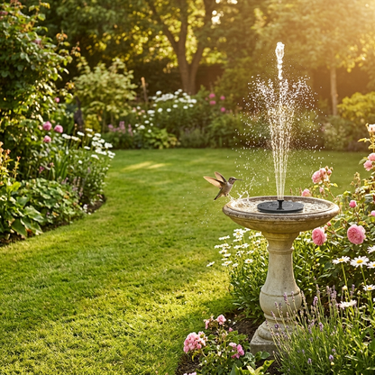 Fernhaven™ – Solar Bird Bath Fountain Pump with 4 Interchangeable Nozzles +50% OFF