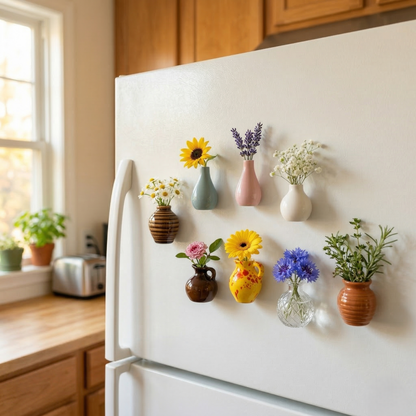 Petalia™ – Mini Ceramic Magnetic Flower Vases for Refrigerator (Set of 8) +50% OFF